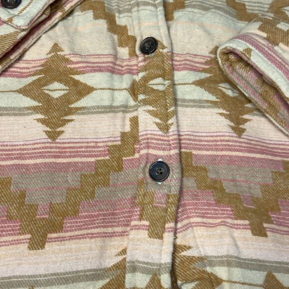 Mountain And Isles Southwestern Navajo Knit Jacquard Button Down Shirt Tan Pink - Picture 3 of 8